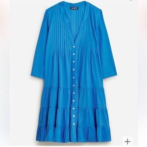 J.Crew Blue Cotton Voile Tiered Button Up Front Dress Cover Up